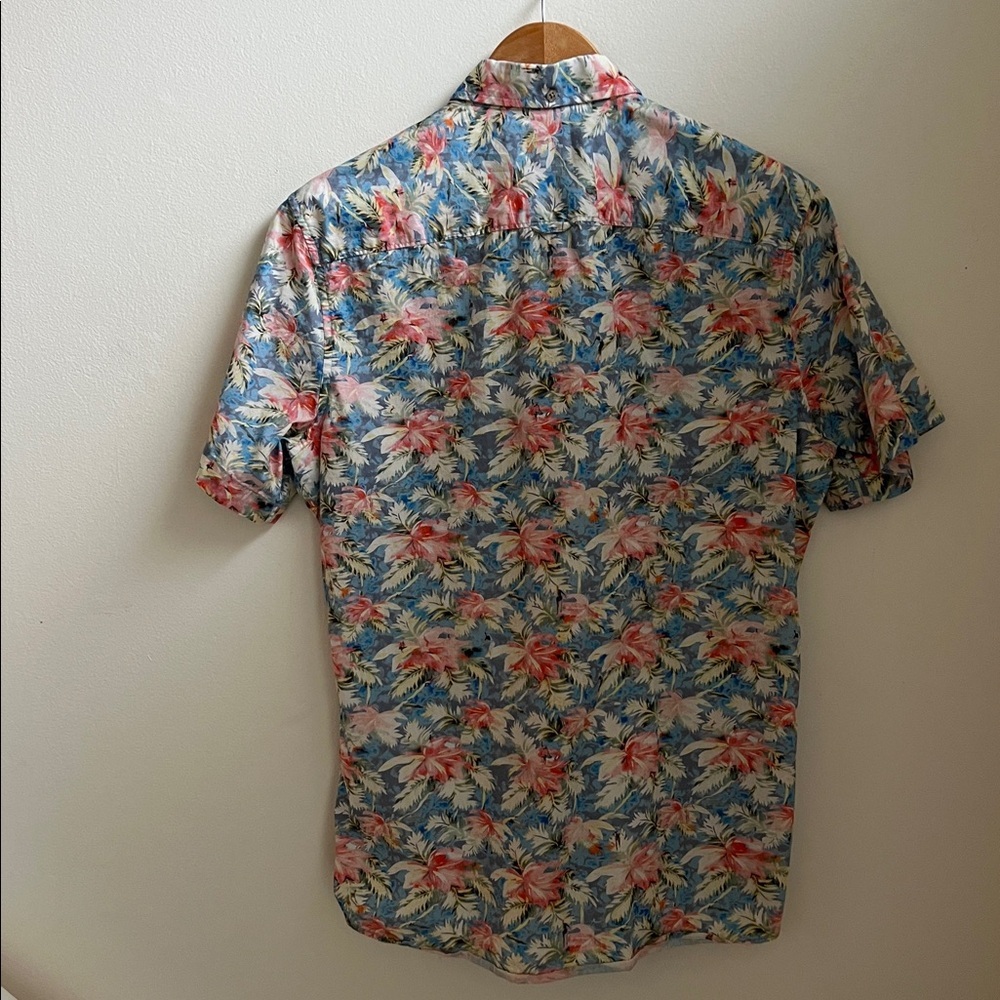 1901 Nordstrom Men's Tropical Floral Shirt - Blue and Pink Medium - Picture 3 of 8